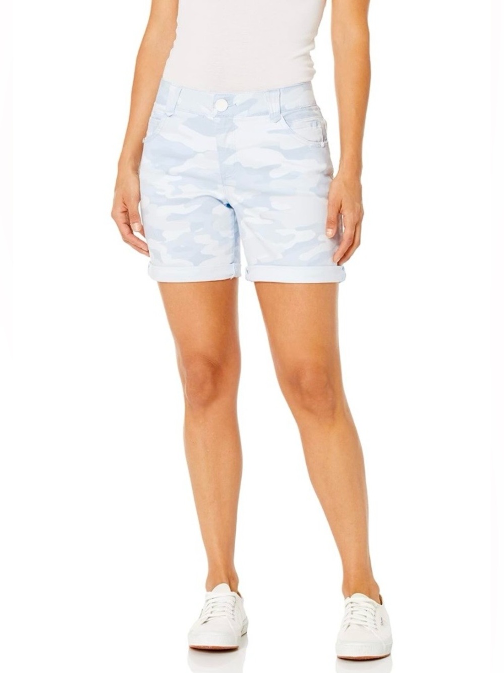 Democracy "Ab"solution Light Sky Blue Camouflage High Rise Bermuda Short